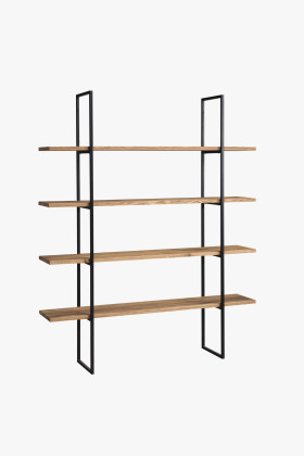 Eichenholz Regal mit Stahlgestell schwarz matt Wohnzimmer